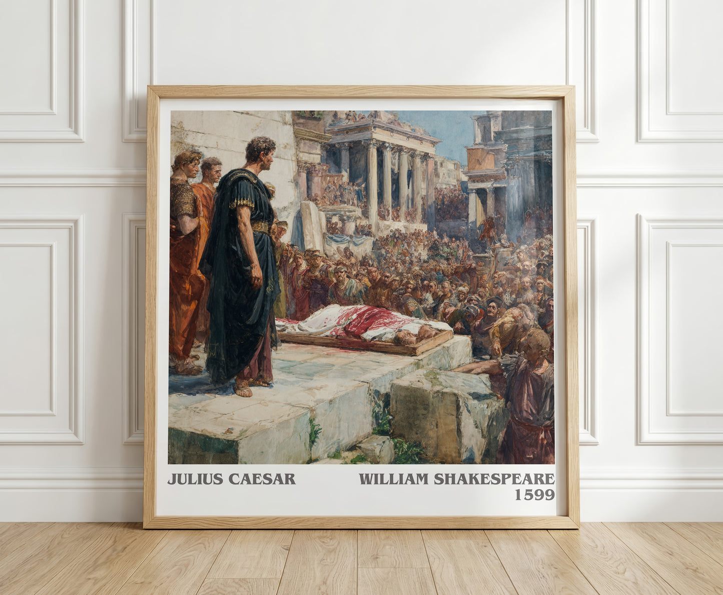 Julius Caesar literary print in frame leaning in hallway – classic literature wall art
