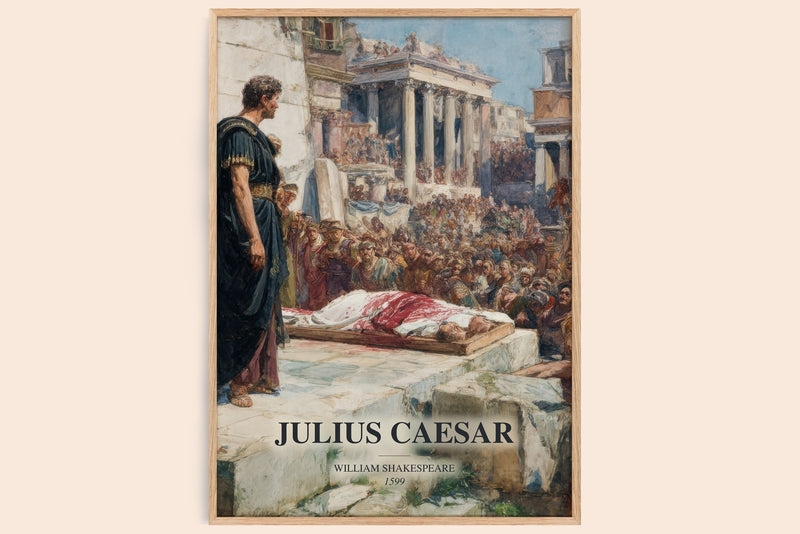 Julius Caesar watercolour book poster by William Shakespeare – framed literary art print