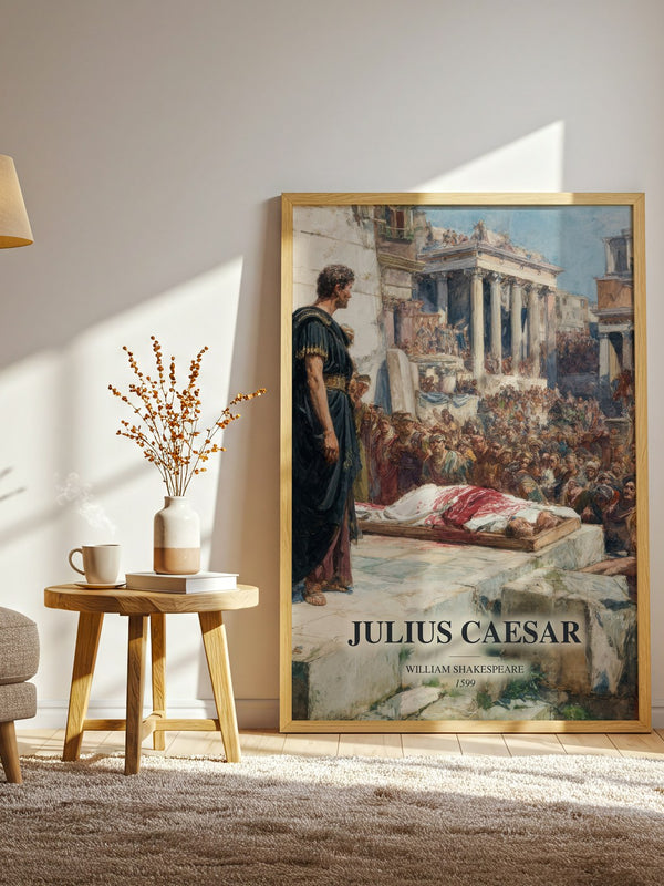 Julius Caesar watercolour print in frame leaning in hallway – classic literature wall art