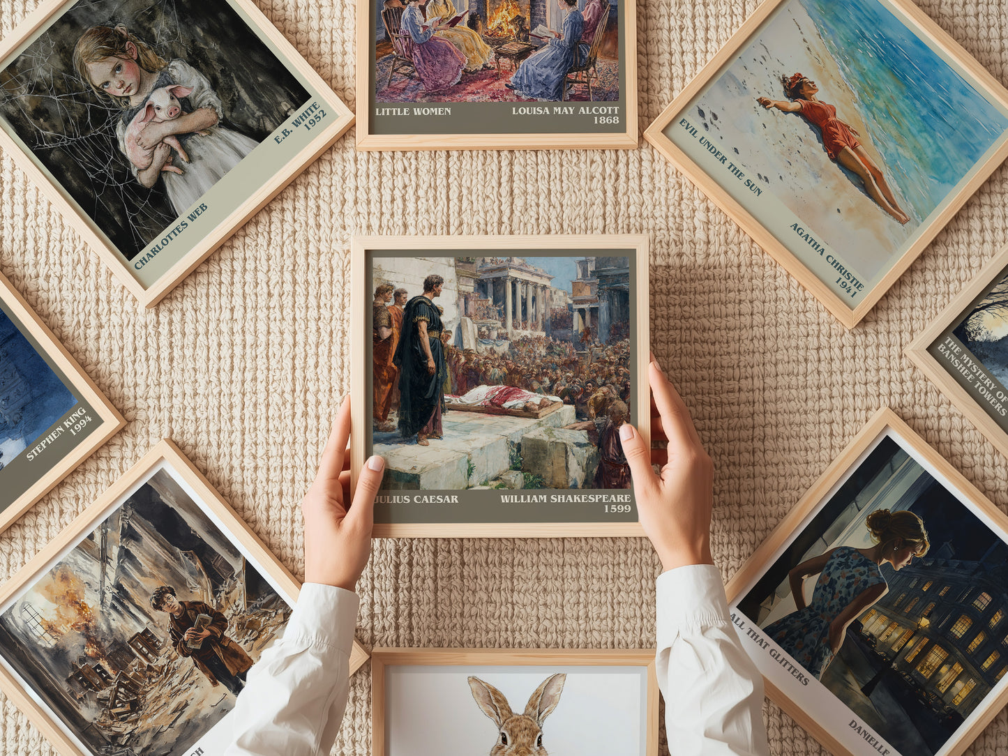 Julius Caesar literary print on bookshelf – William Shakespeare fan gift