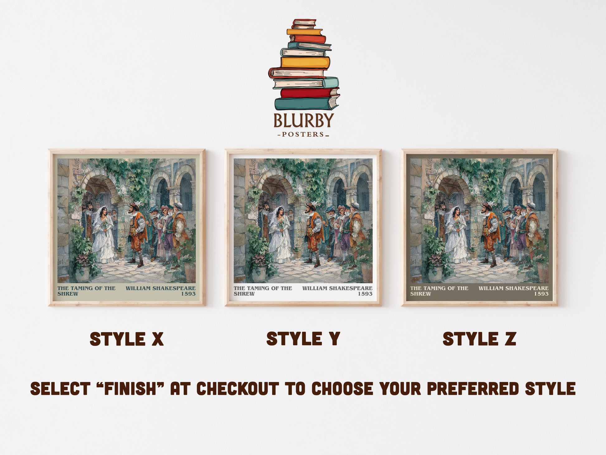 The Taming of the Shrew literary art print colour and style options – William Shakespeare book art