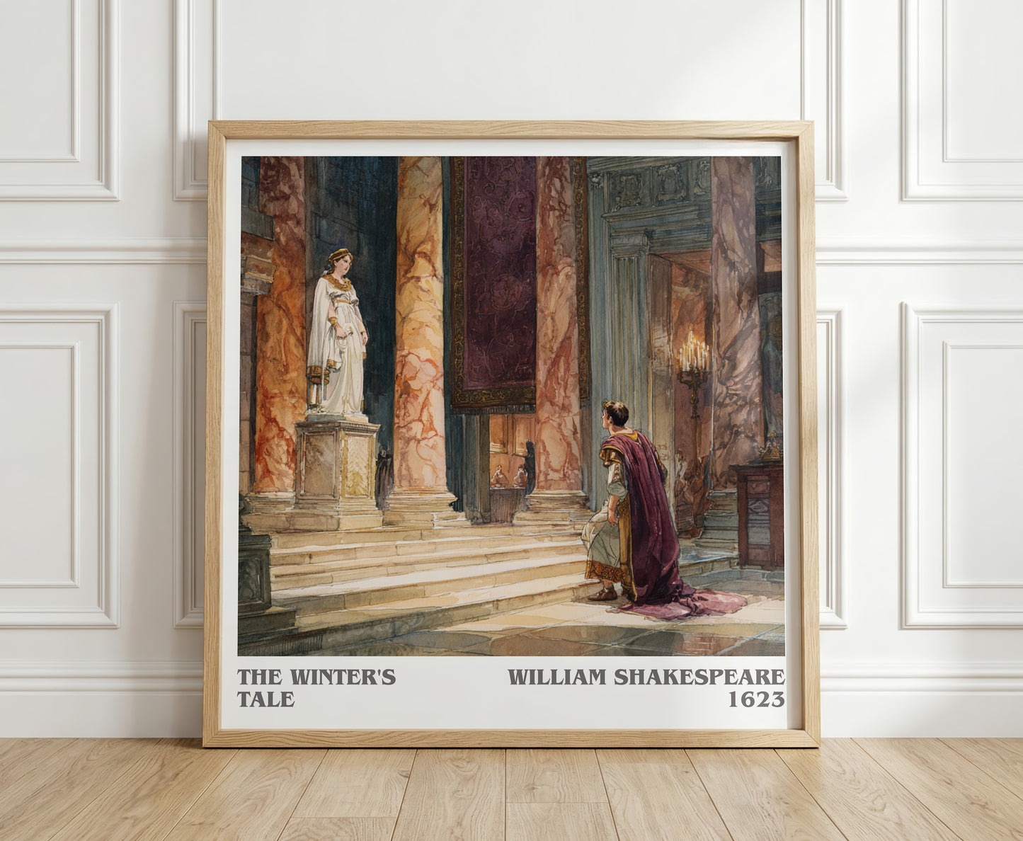 The Winter's Tale literary print in frame leaning in hallway – classic literature wall art