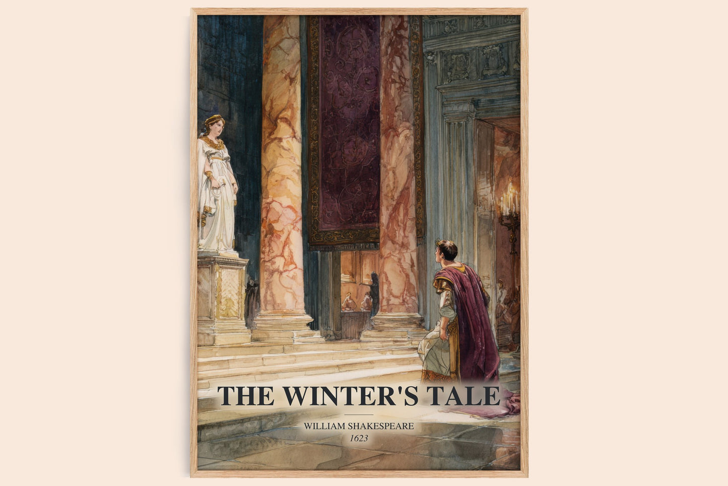 The Winter'S Tale watercolour book poster by William Shakespeare – framed literary art print