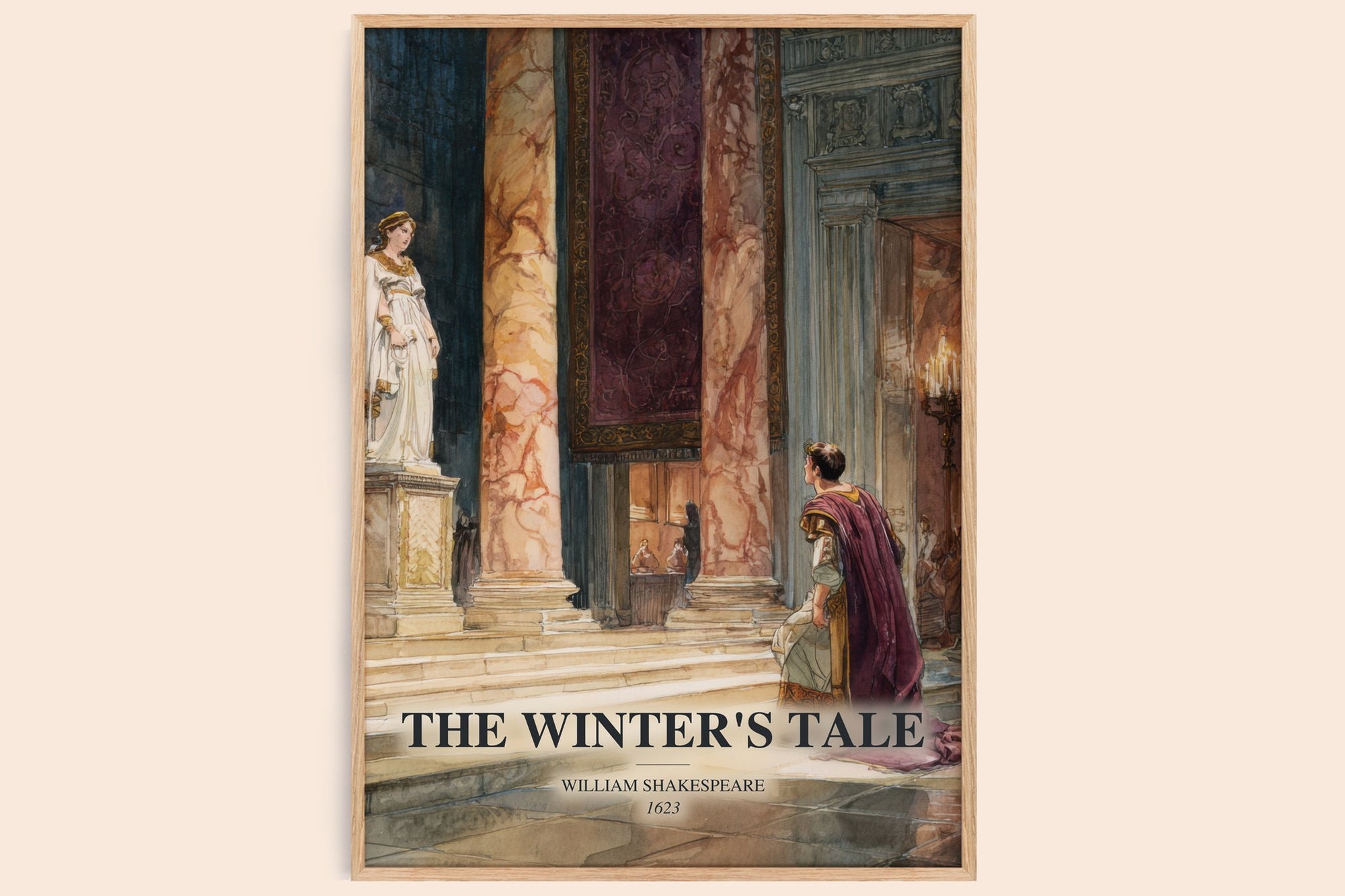 The Winter'S Tale watercolour book poster by William Shakespeare – framed literary art print