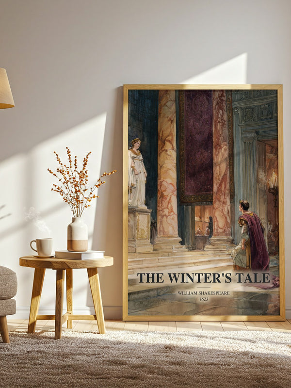 The Winter'S Tale watercolour print in frame leaning in hallway – classic literature wall art