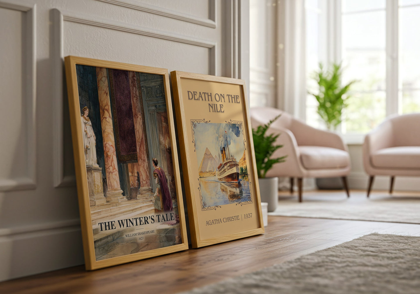 The Winter'S Tale watercolour print framed by window – literary home decor