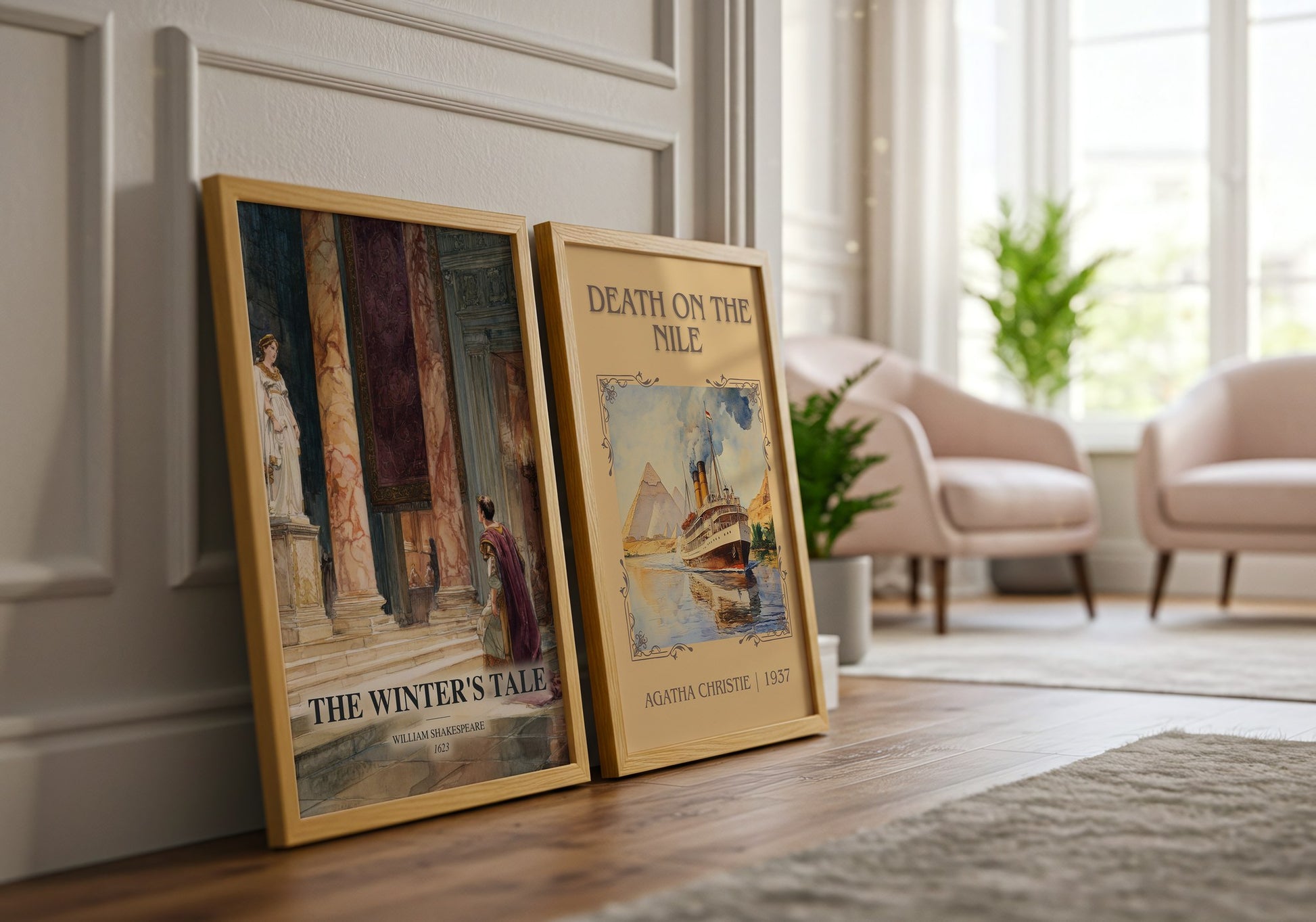 The Winter'S Tale watercolour print framed by window – literary home decor
