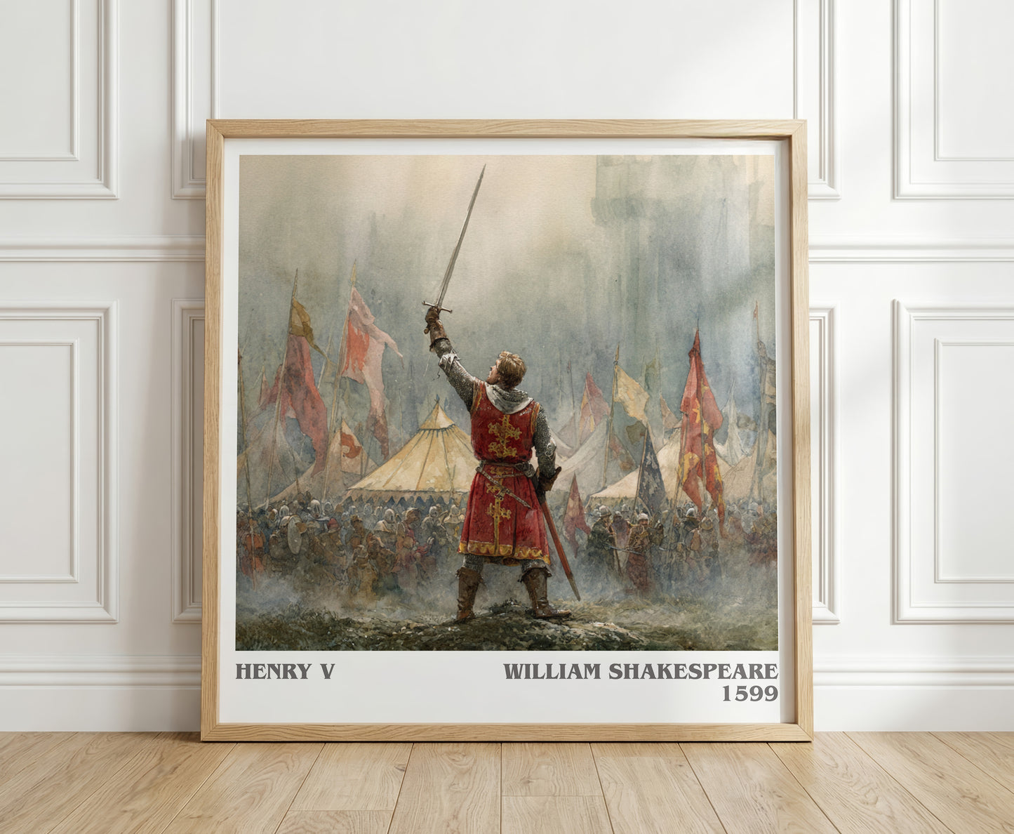 Henry V literary print in frame leaning in hallway – classic literature wall art