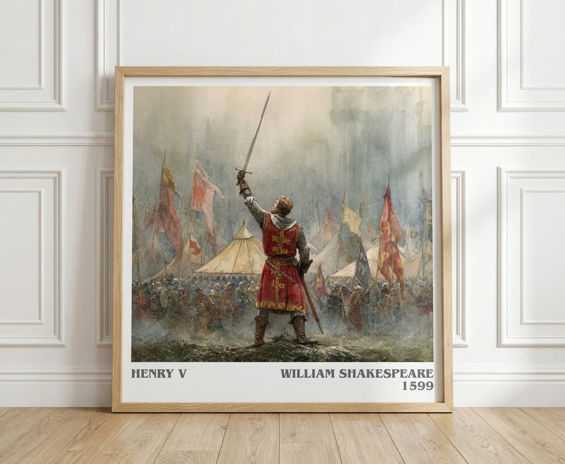 Henry V literary print in frame leaning in hallway – classic literature wall art