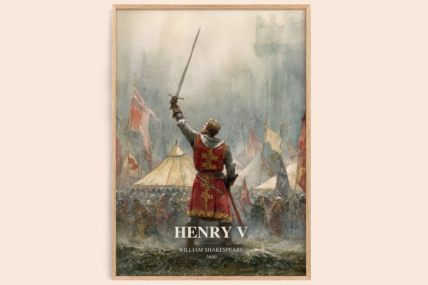 Henry V watercolour book poster by William Shakespeare – framed literary art print