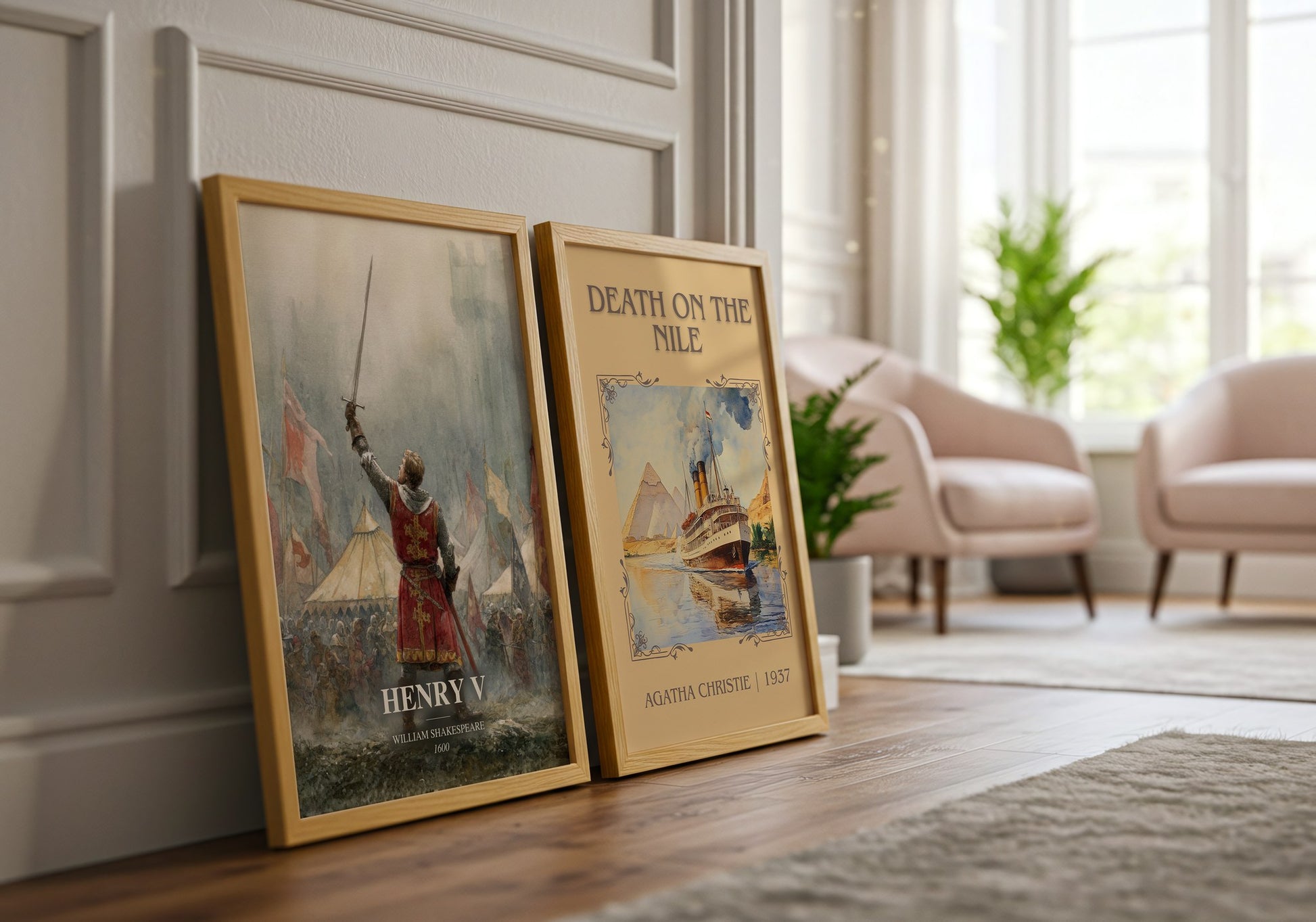 Henry V watercolour print framed by window – literary home decor
