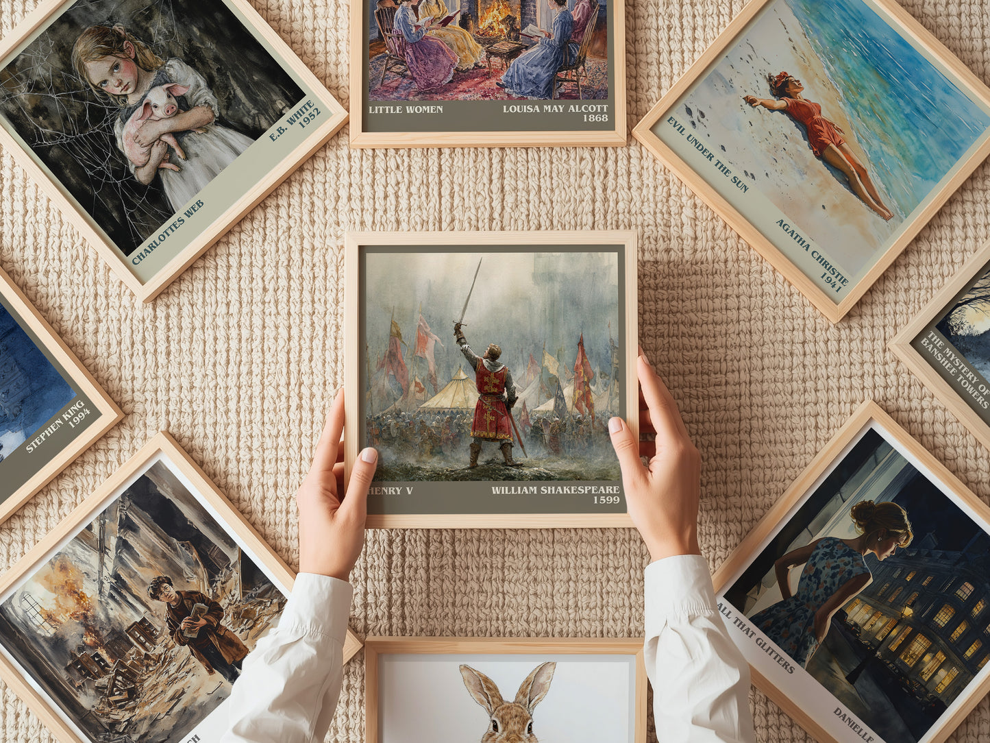 Henry V literary print on bookshelf – William Shakespeare fan gift