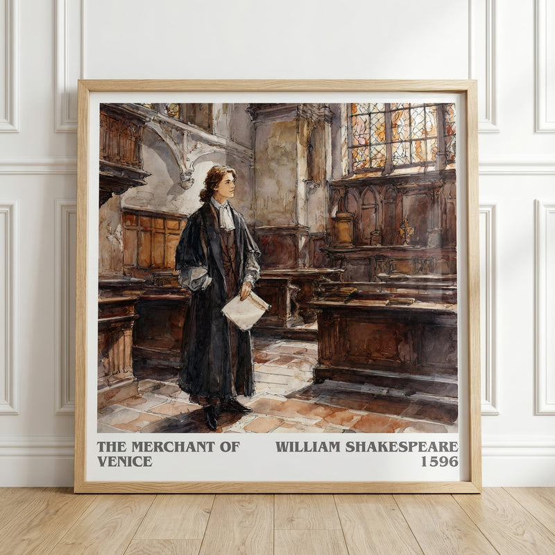 The Merchant of Venice literary print in frame leaning in hallway – classic literature wall art