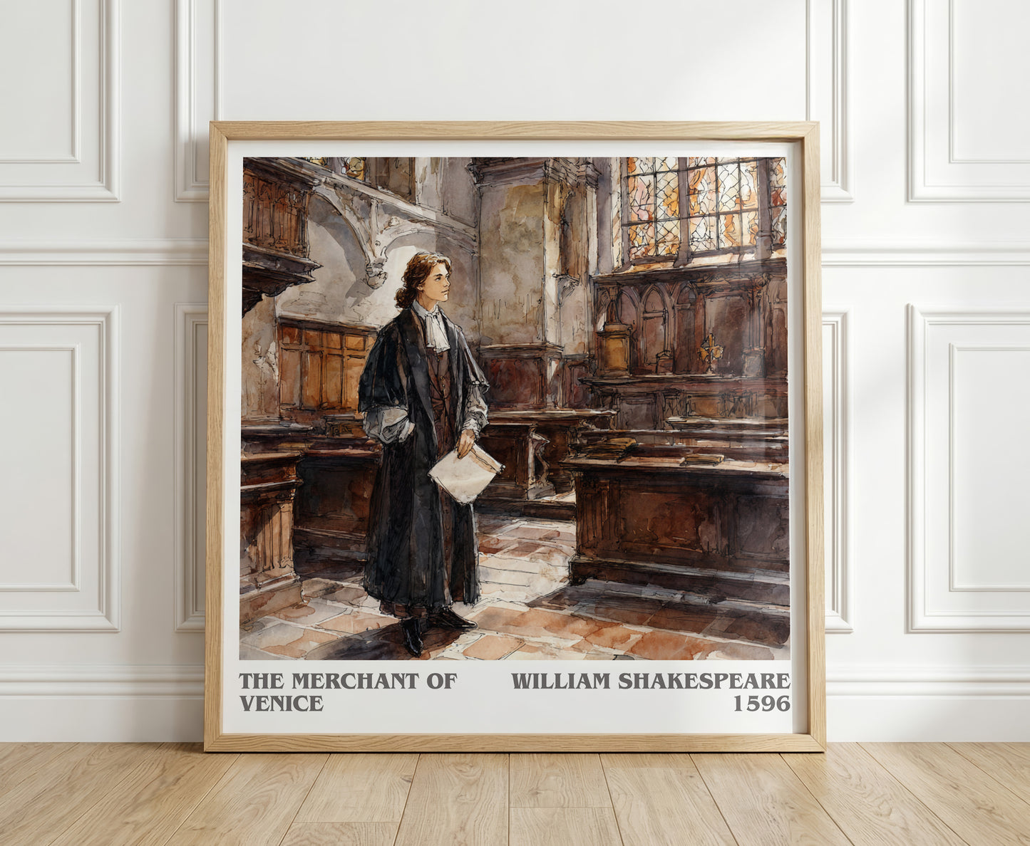 The Merchant of Venice literary print in frame leaning in hallway – classic literature wall art