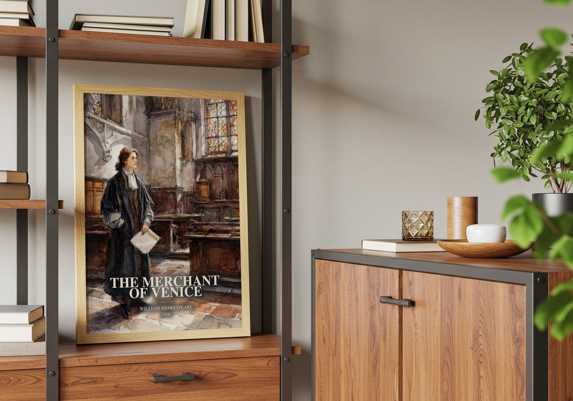 The Merchant Of Venice book watercolour illustration paper finish options – matte satin gloss