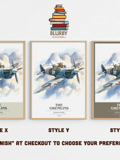 The Gremlins Book Cover Poster by Roald Dahl – Style X, Y and Z side by side – choose your finish