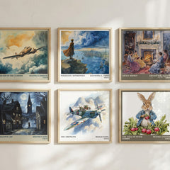 The Gremlins Literary Art Print by Roald Dahl – square print in a six-frame gallery wall