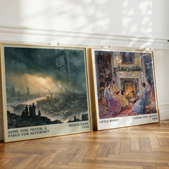 Some Time Never: A Fable for Supermen Literary Art Print by Roald Dahl – large square framed print leaning against a wall