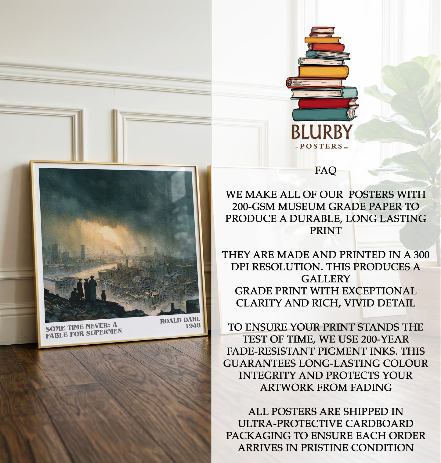 Some Time Never: A Fable For Supermen by Roald Dahl | Square Bookish Poster | Inspired Fan Art Print | Free Delivery