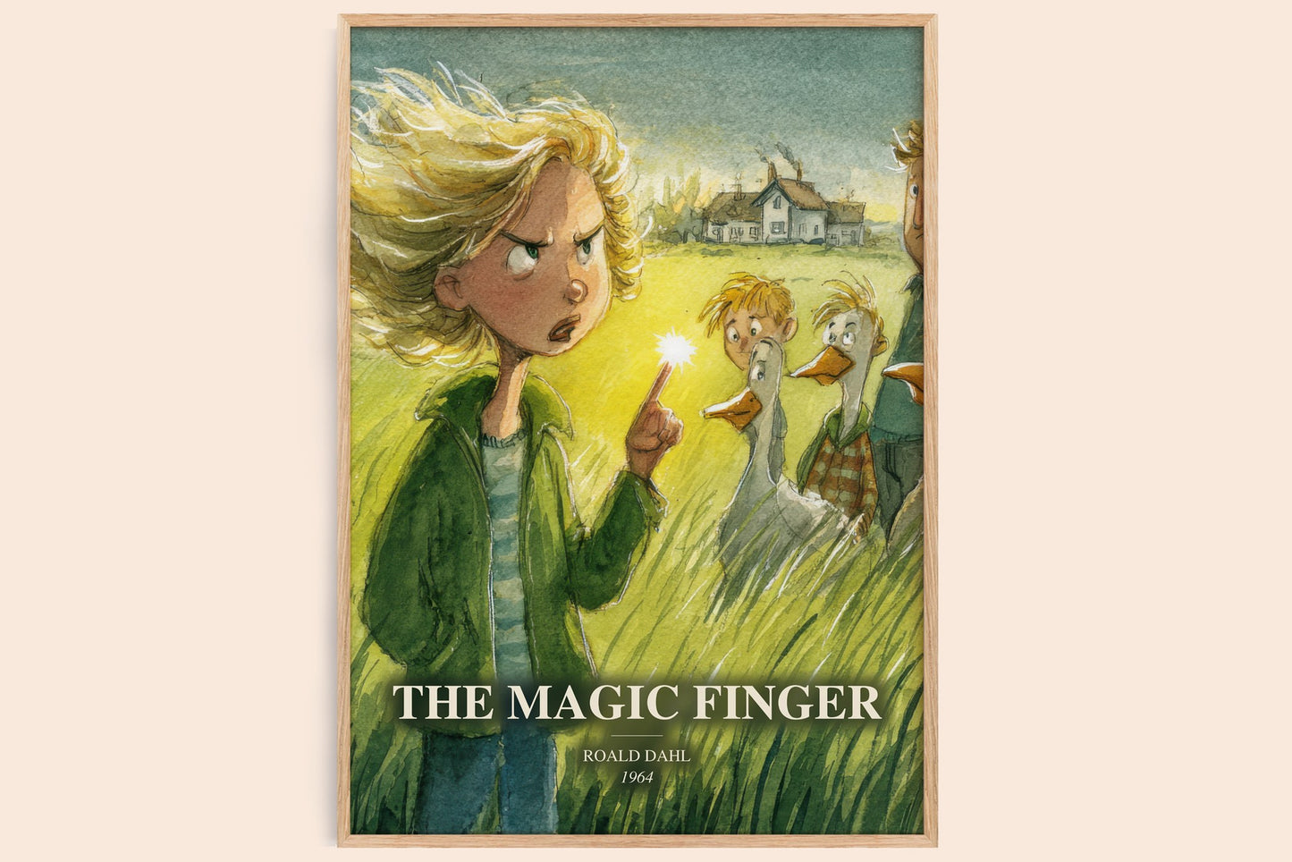 The Magic Finger watercolour book poster by Roald Dahl – framed literary art print
