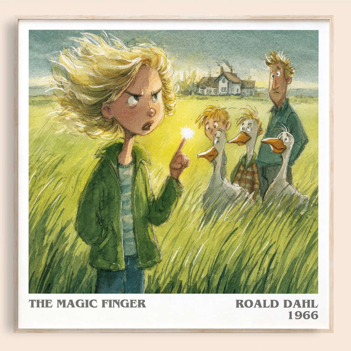 The Magic Finger Literary Art Print by Roald Dahl – square framed poster
