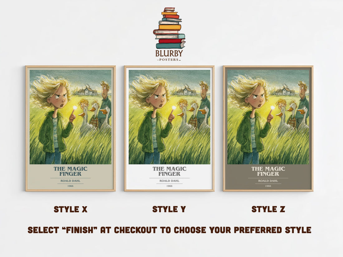 The Magic Finger Book Cover Poster by Roald Dahl – Style X, Y and Z side by side – choose your finish