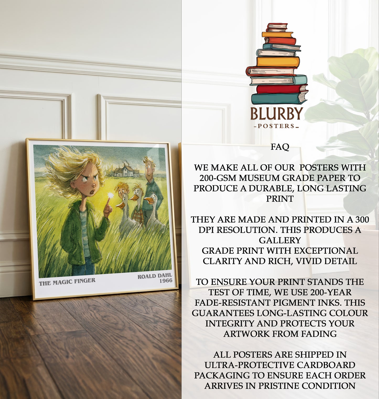 The Magic Finger by Roald Dahl | Square Bookish Poster | Inspired Fan Art Print | Free Delivery