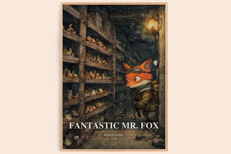 Fantastic Mr. Fox watercolour book poster by Roald Dahl – framed literary art print