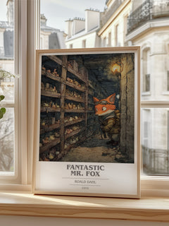 Fantastic Mr. Fox Book Cover Poster by Roald Dahl – framed print by a bright window