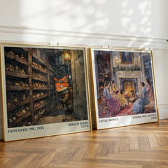 Fantastic Mr. Fox Literary Art Print by Roald Dahl – large square framed print leaning against a wall