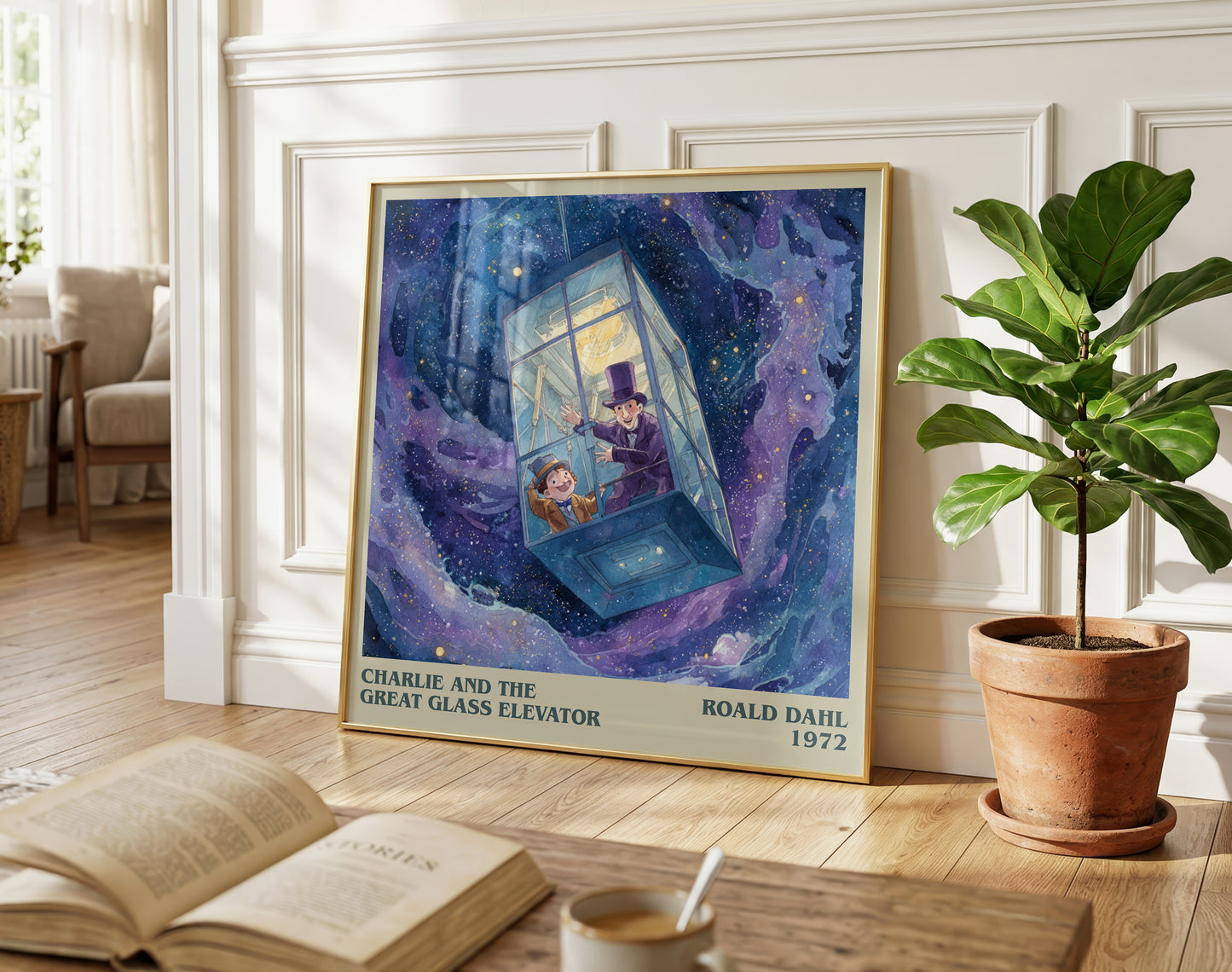 Charlie And The Great Glass Elevator by Roald Dahl | Square Bookish Poster | Inspired Fan Art Print | Free Delivery