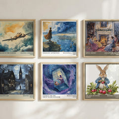 Charlie and the Great Glass Elevator Literary Art Print by Roald Dahl – square print in a six-frame gallery wall