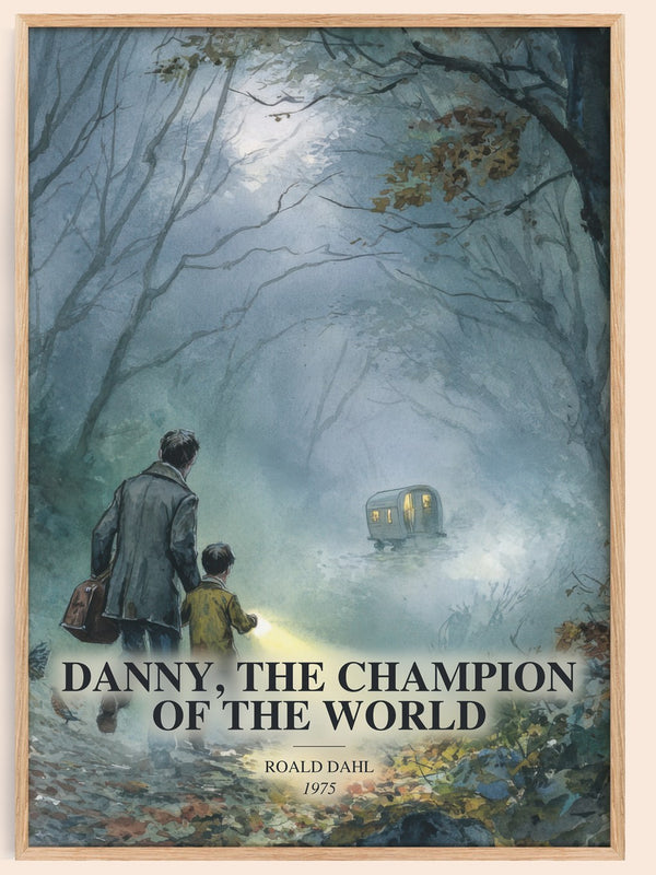 Danny, The Champion Of The World watercolour book poster by Roald Dahl – framed literary art print
