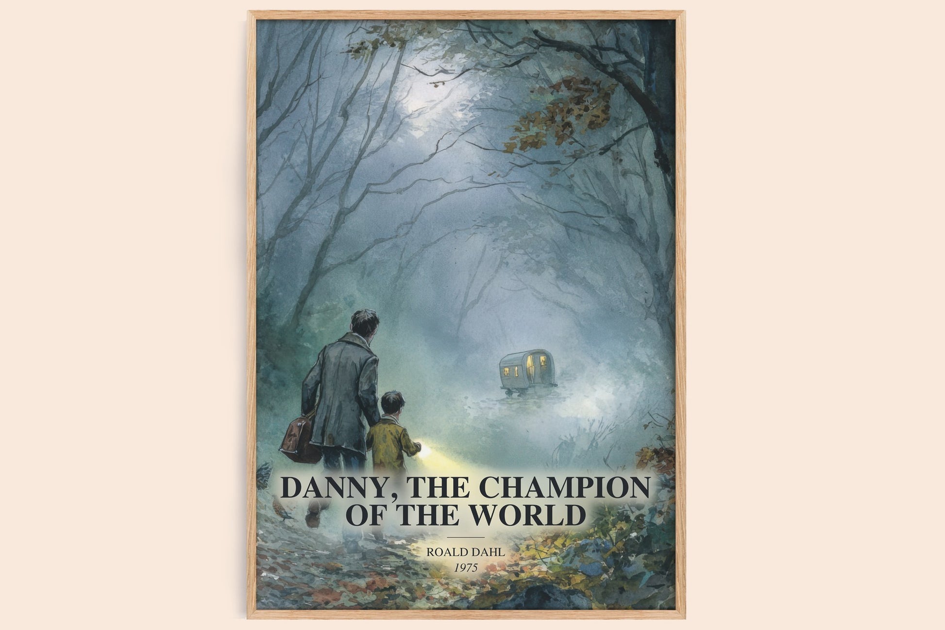 Danny, The Champion Of The World watercolour book poster by Roald Dahl – framed literary art print