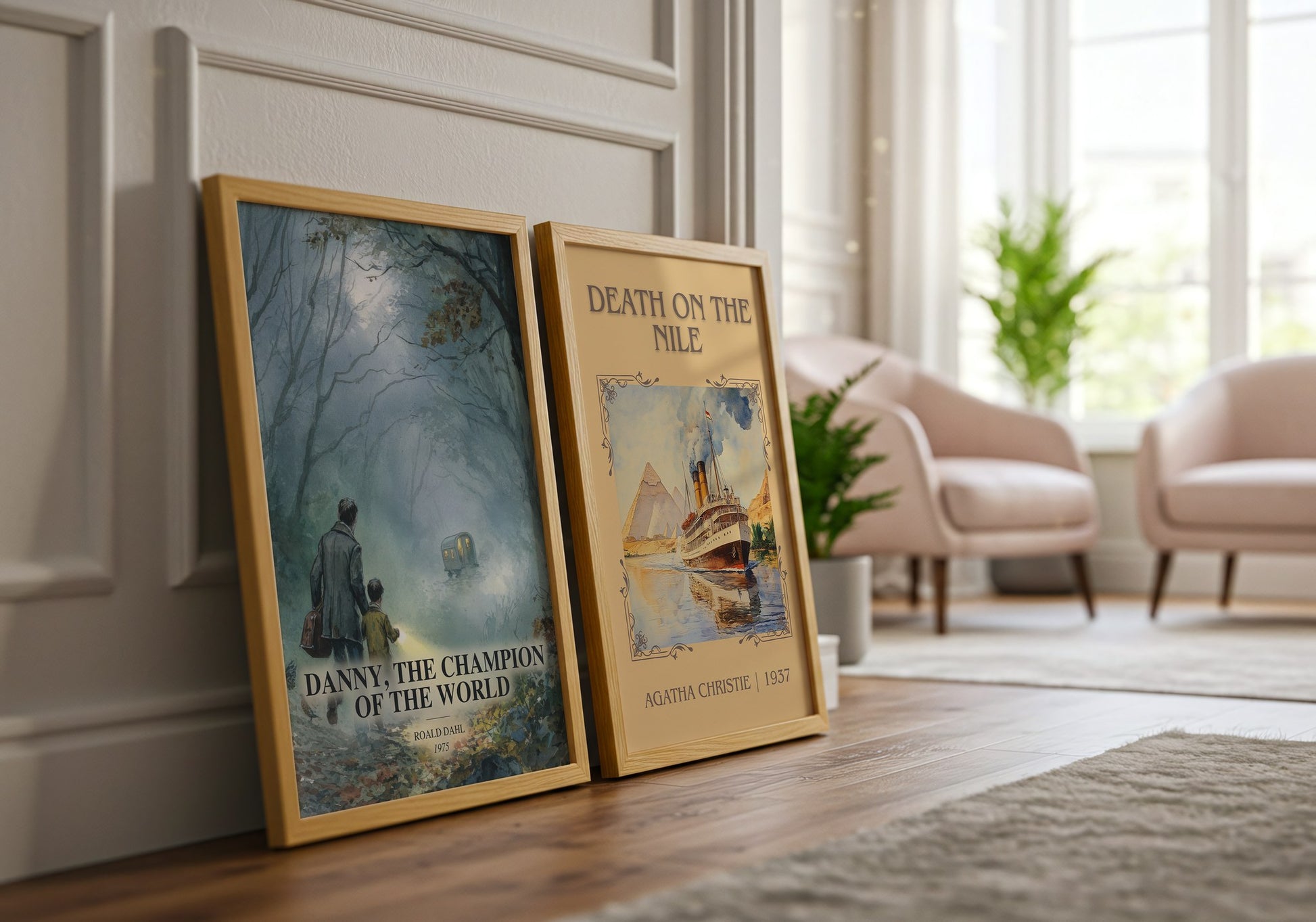 Danny, The Champion Of The World watercolour print framed by window – literary home decor