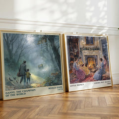 Danny, The Champion Of The World Literary Art Print by Roald Dahl – large square framed print leaning against a wall