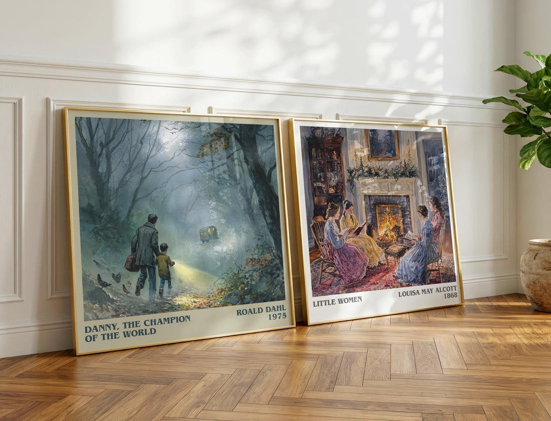 Danny, The Champion Of The World Literary Art Print by Roald Dahl – large square framed print leaning against a wall
