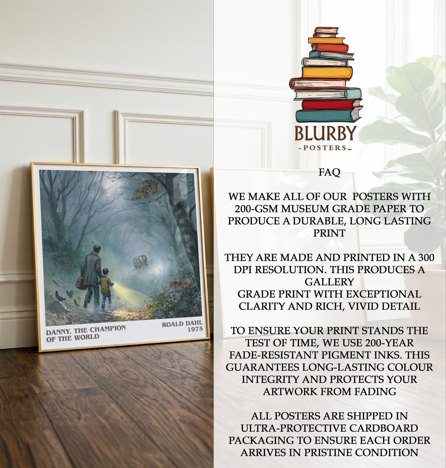 Danny, The Champion Of The World by Roald Dahl | Square Bookish Poster | Inspired Fan Art Print | Free Delivery