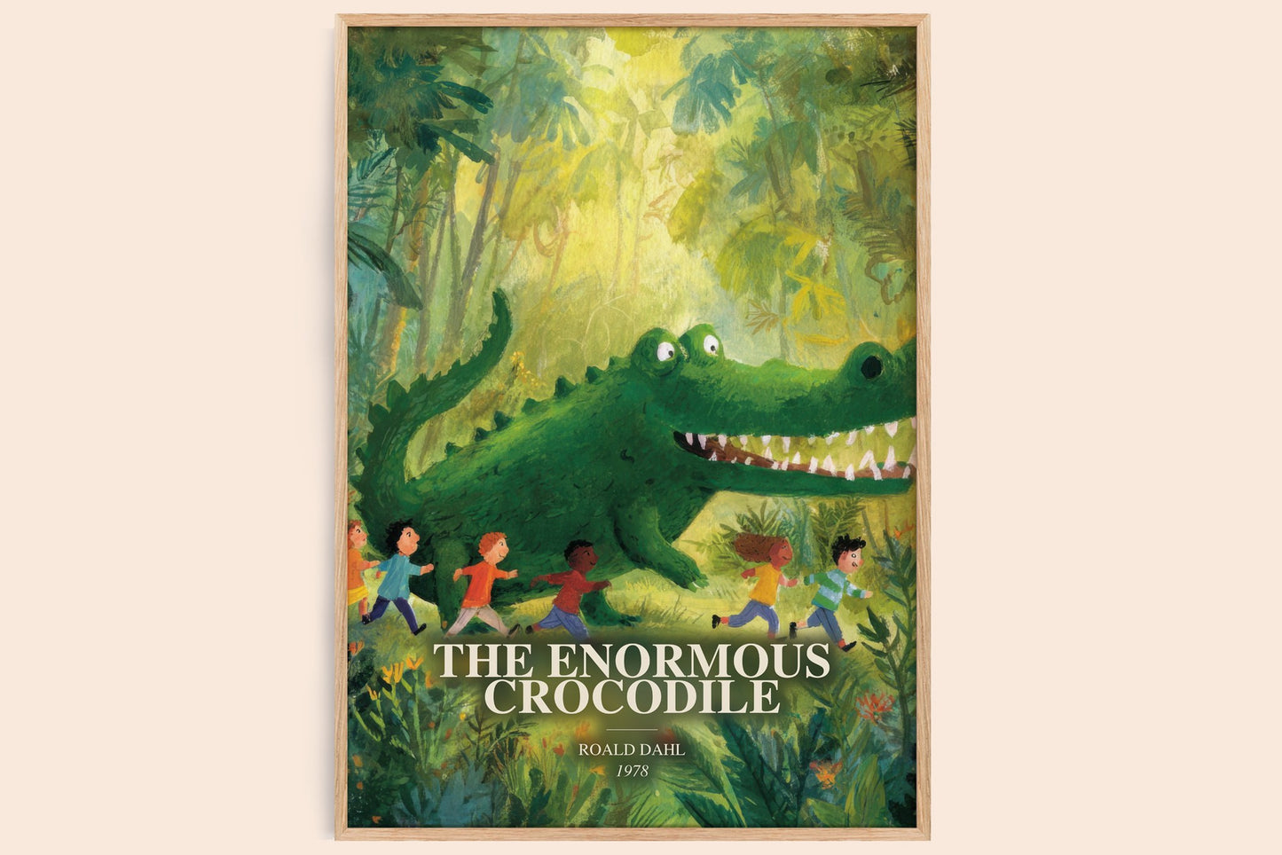 The Enormous Crocodile watercolour book poster by Roald Dahl – framed literary art print