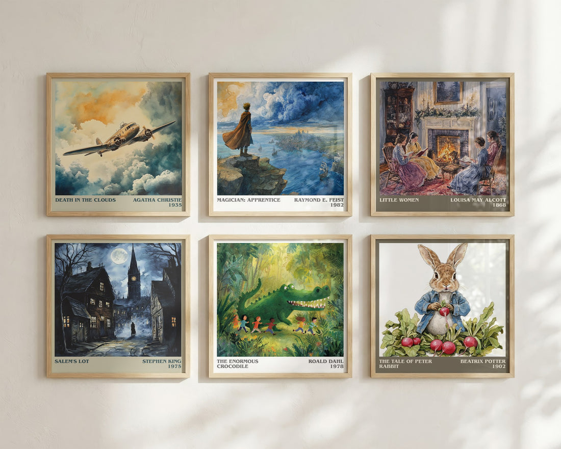 The Enormous Crocodile Literary Art Print by Roald Dahl – square print in a six-frame gallery wall