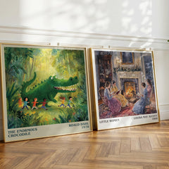 The Enormous Crocodile Literary Art Print by Roald Dahl – large square framed print leaning against a wall