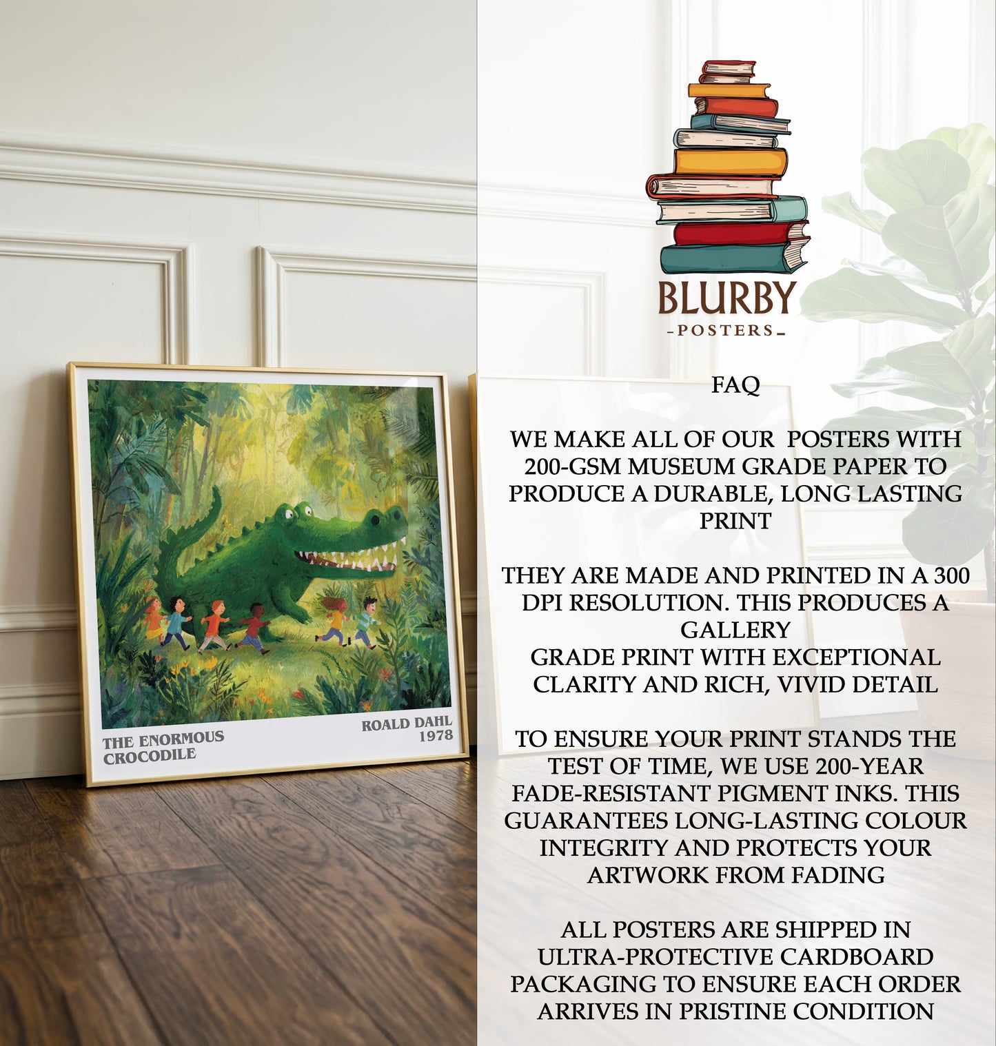 The Enormous Crocodile by Roald Dahl | Square Bookish Poster | Inspired Fan Art Print | Free Delivery