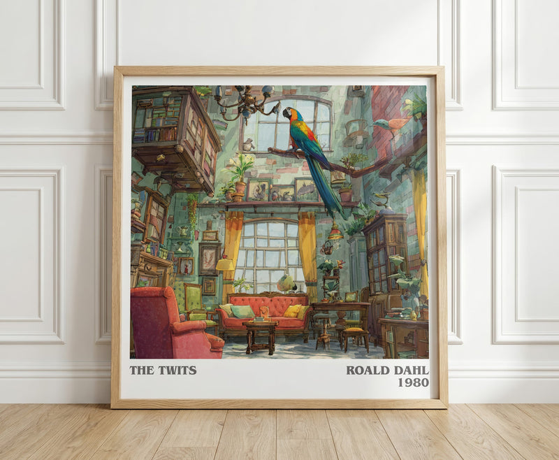 The Twits literary print in frame leaning in hallway – childrens wall art