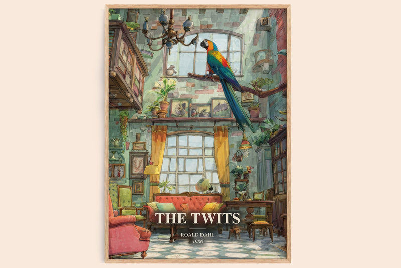 The Twits watercolour book poster by Roald Dahl – framed literary art print