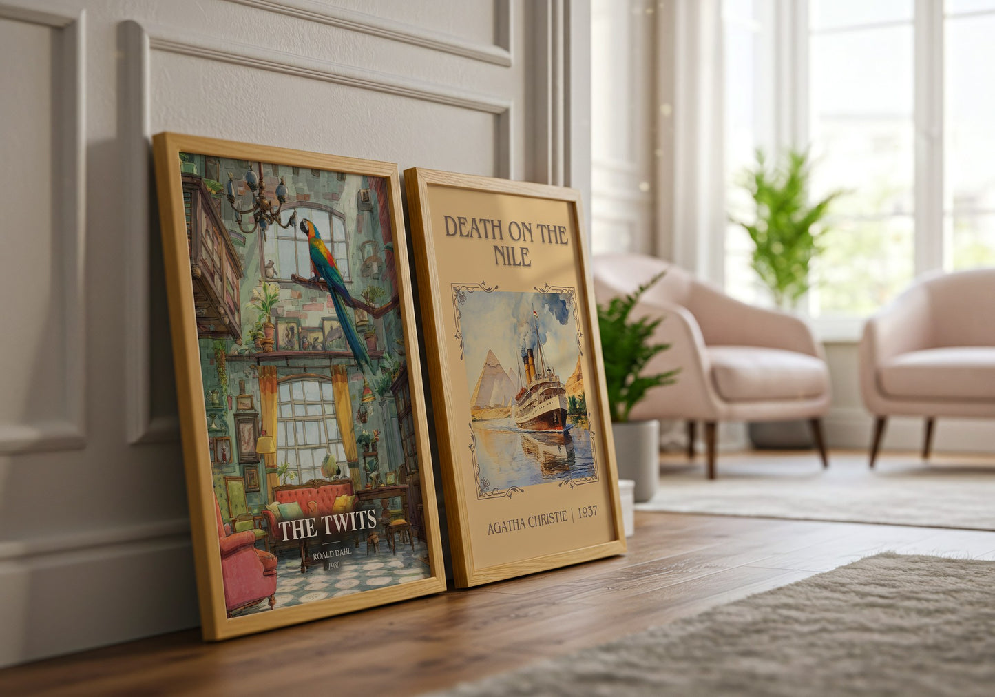 The Twits watercolour print framed by window – literary home decor