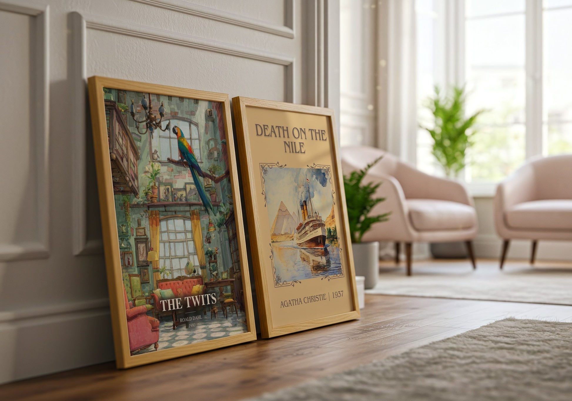 The Twits watercolour print framed by window – literary home decor