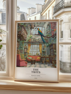 The Twits Book Cover Poster by Roald Dahl – framed print by a bright window