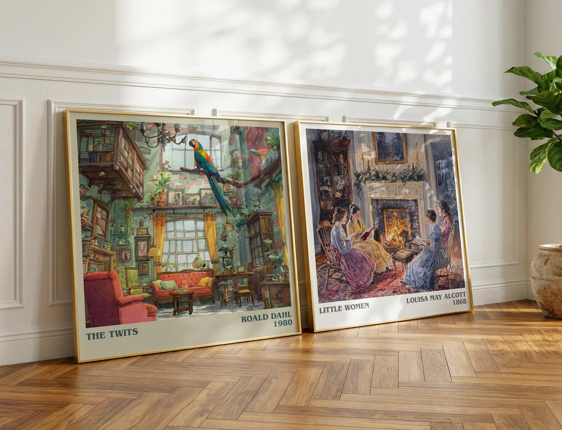 The Twits Literary Art Print by Roald Dahl – large square framed print leaning against a wall