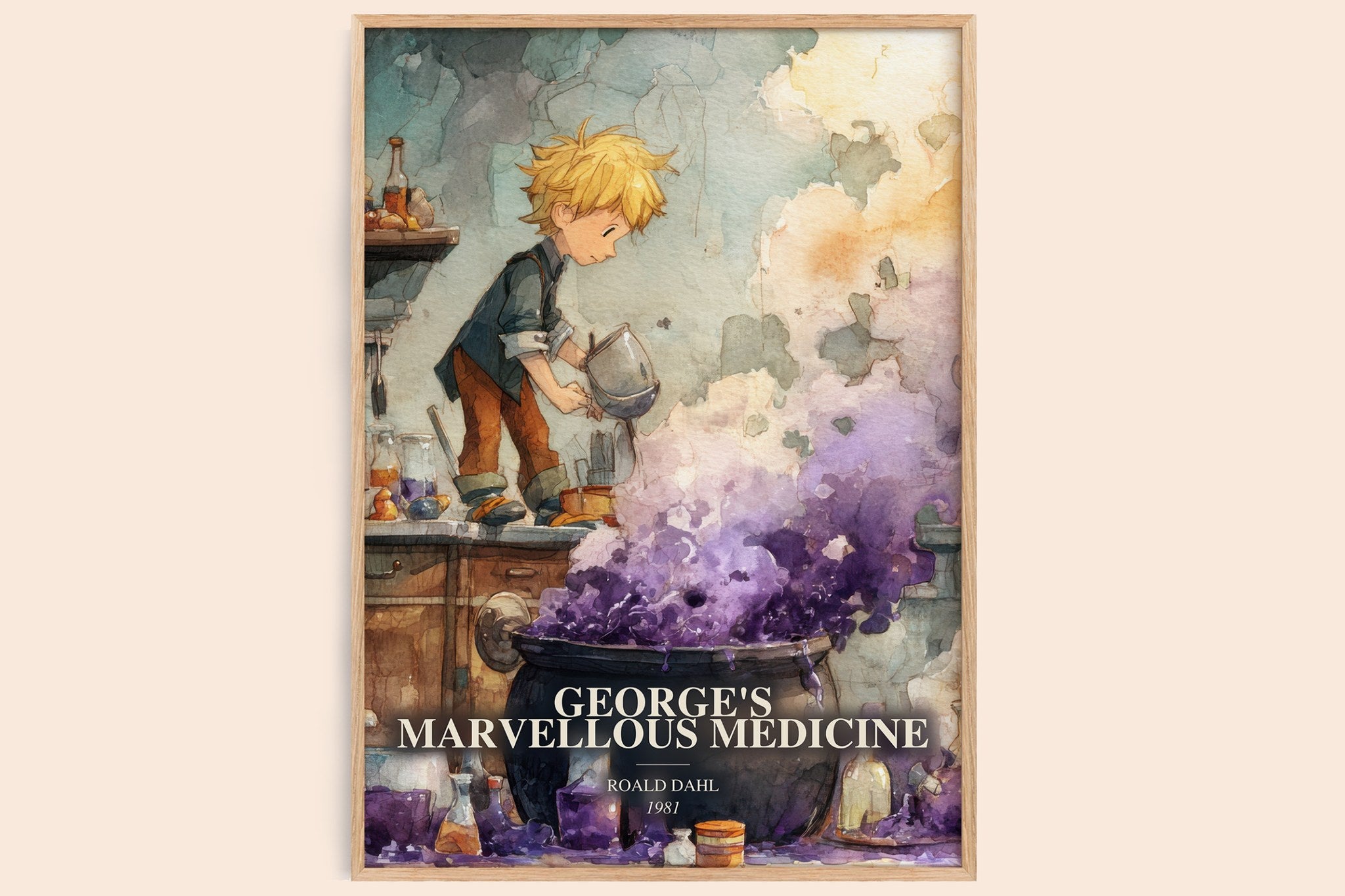George's Marvellous Medicine Book Watercolour Illustration by R. Dahl