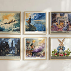 George's Marvellous Medicine Literary Art Print by Roald Dahl – square print in a six-frame gallery wall